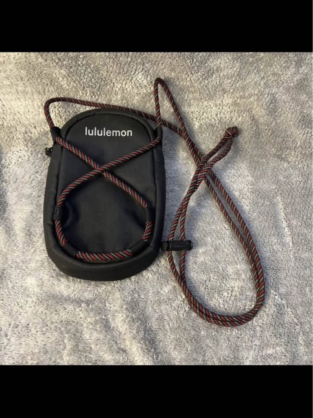 lululemon athletica Black Crossbody with Red-Accented Rope Strap like new
